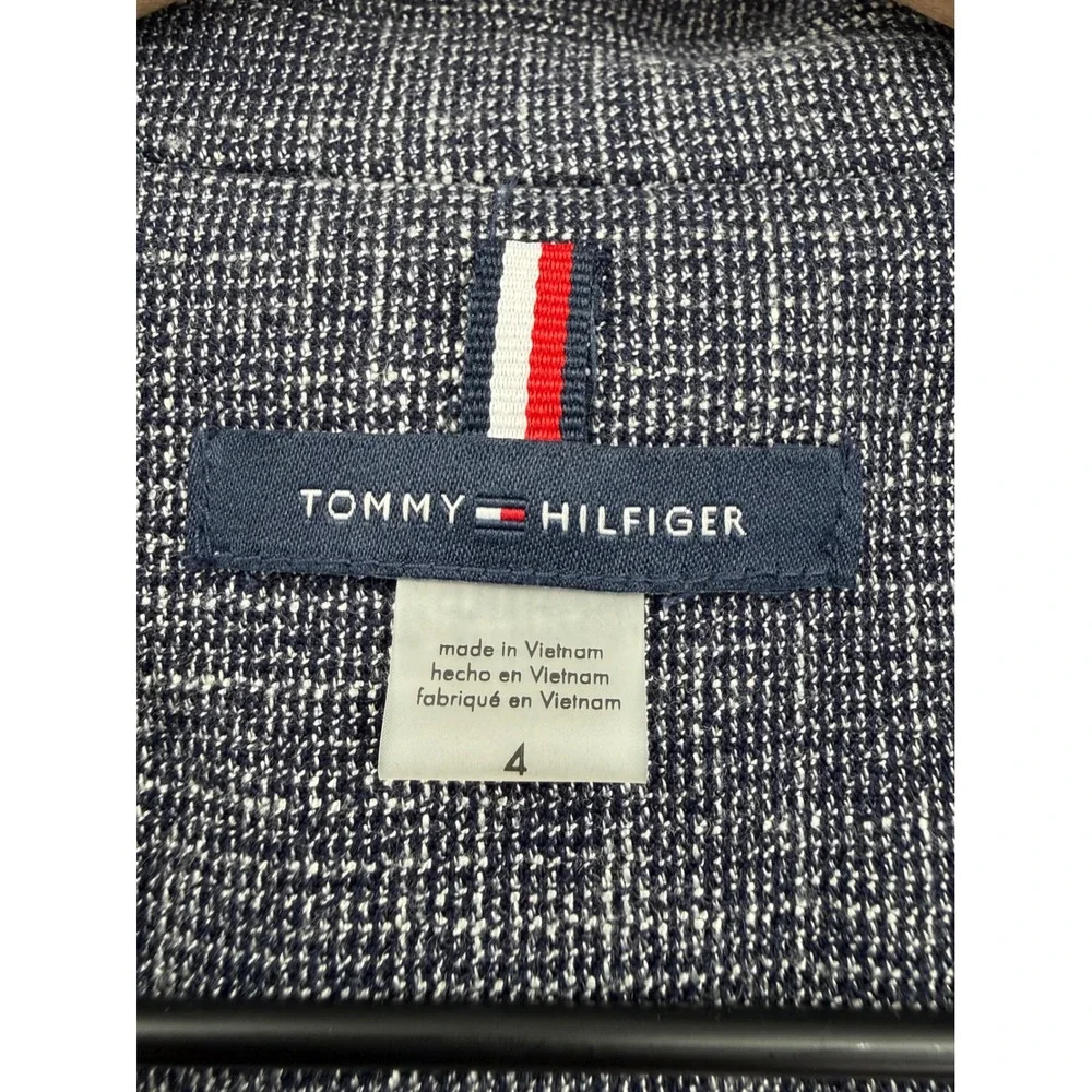 Tommy Hilfiger Blazer Womens 4 Blue Textured Silver Crest Button Preppy Nautical